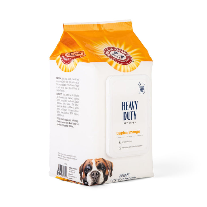 Arm & Hammer for Pets Heavy Duty Multipurpose Pet Bath Wipes | Dog Wipes Remove Odor & Refreshes Skin | Mango Scent, Dog Grooming Wipes for Pets (Pack of 12,1200 Count Total) Bathing Wipes 100 Count (Pack of 12)