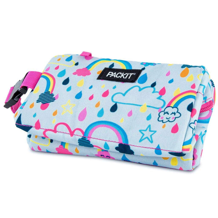 PackIt Freezable Snack Box, Rainbow Sky, Built with EcoFreeze Technology, Collapsible, Reusable, Zip Closure with Buckle Handle, Great for All Ages and Fresh Snacks on the go