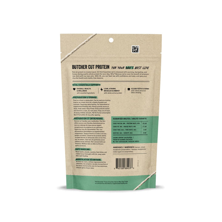 Vital Essentials Freeze Dried Raw Whole Animal Dog Treats, Salmon Bites, 5 oz 5 Ounce (Pack of 1)