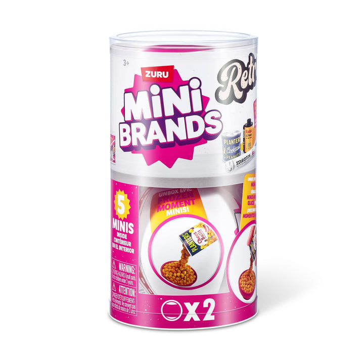 Mini Brands Retro 2 Pack Capsule with 60+ Mystery Mini's to Collect, Real Licenses, Rare Collectibles, Blind Pack, Ages 3+