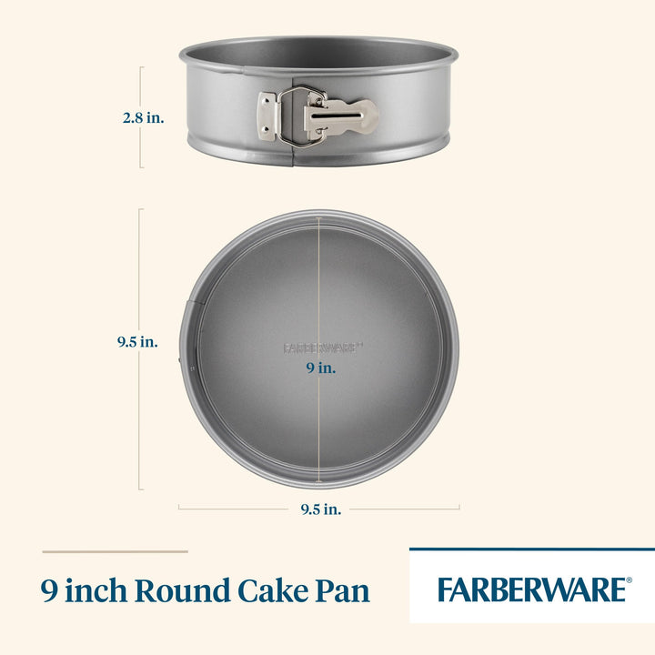 Farberware Bakeware Springform Baking Pan, Round Nonstick Cheesecake Pan - 9 Inch, Gray Dark Gray