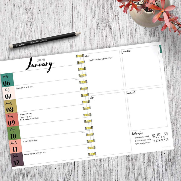 2020 Blush Strokes Medium Weekly Monthly Planner