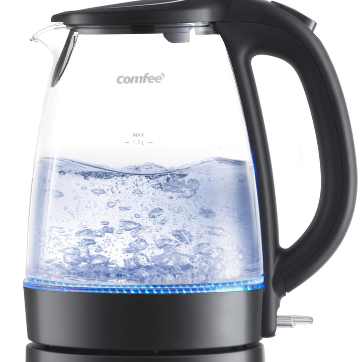 COMFEE' Stainless Steel Electric Kettle, 1.7 Liter Tea Kettle Electric & Hot Water Kettle, 1500W Fast Boil with LED Light, Auto Shut-Off and Boil-Dry Protection 1.8 Quarts