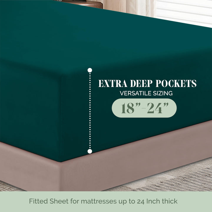 Elegant Comfort 1500 Premium Hotel Quality 18-24 Inches Deep - Extra Deep Pocket Single Fitted Sheet for High Mattress, Luxury and Softest, Smart Pocket - Wrinkle Free, California King, Marine Teal Cal King - EXTRA DEEP Pocket