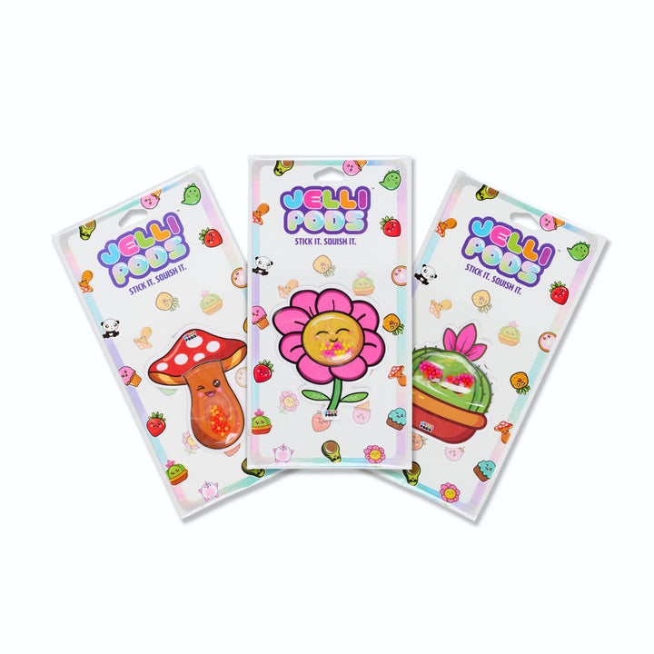 JelliPods - Puffy Plants - Reusable Sticker Bundle - Sensory Toy - Touch and Feel - Classroom Must Have - Tactile Sensory Fidget Activity for Kids - Includes 3 Reusable Puffy Stickers