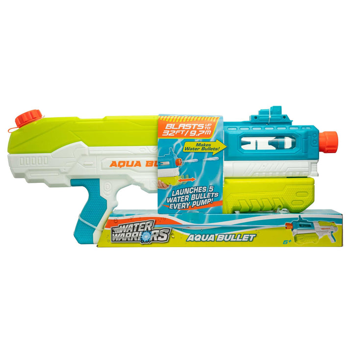 Water Warriors: Aqua Bullet - Water Blaster, Pump-Action, Launches 5 Water Bullets Every Pump, Shoots Up to 32ft, Outdoor Water Play, Kids Toy, Age 6+