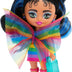 Barbie Extra Mini Minis with Blue-Streaked Black Ponytail Wearing Rainbow Dress & Accessories & Stand, 3.25-inch 3.25 inch