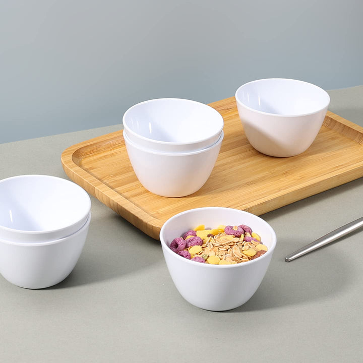 Basics Round Melamine Bowl, 8 oz, White, 6 Piece Set (Previously Commercial brand)