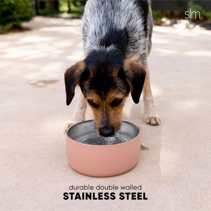 Simple Modern Stainless Steel Pet Water Bowl for Dogs & Cats | Reusable Insulated Stainless Steel Food Bowls for Dog Cat | No Tip No Slip BPA Free | Bentley Collection | Large (64oz) | Blush -Blush Large (8 Cups)