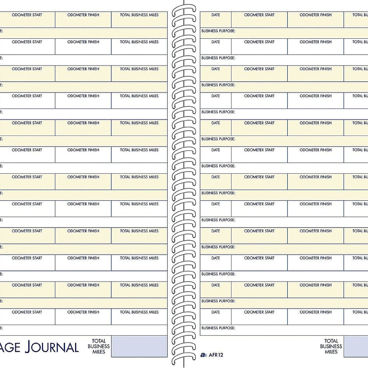 Adams ABFAFR12 Vehicle Mileage and Expense Journal, 5-1/4" x 8-1/2", Fits the Glove Box, Spiral Bound, 588 Mileage Entries, 6 Receipt Pockets,White