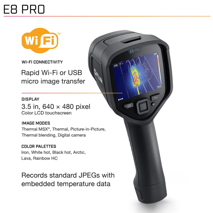 FLIR E8 Pro - Commercial Thermal Imaging Camera with Wifi. High Resolution Infrared Cameara with FLIR Ignite Cloud E8 Pro WiFi