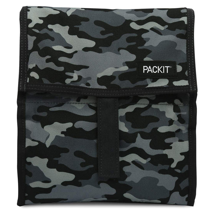 PackIt Freezable Lunch Bag, Charcoal Camo, Built with EcoFreeze Technology, Foldable, Reusable, Zip and Velcro Closure with Buckle Handle, Perfect for Lunches