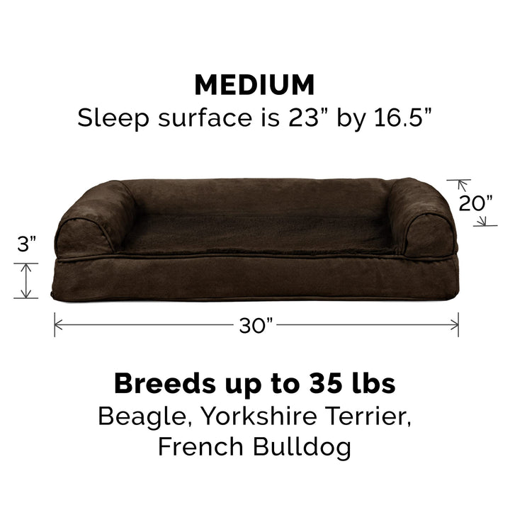 Furhaven Replacement Dog Bed Cover Plush & Suede Sofa-Style, Machine Washable - Espresso, Medium