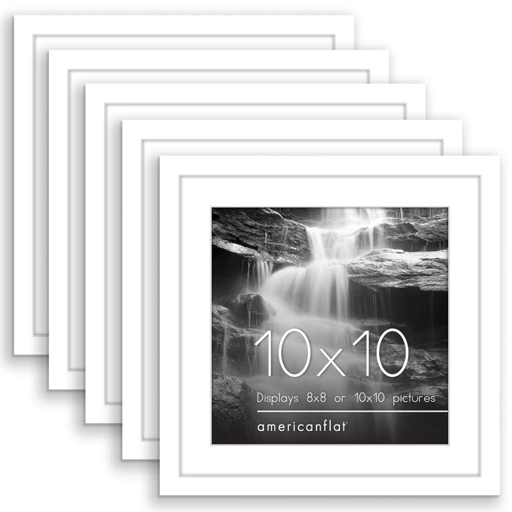 Americanflat 12x16 Picture Frame with Polished Plexiglass - Set of 5 - Use as 8.5x11 Frame with Mat or 12x16 Frame Without Mat - Galleria Collection - Gallery Wall Frame Set for Wall Display - White