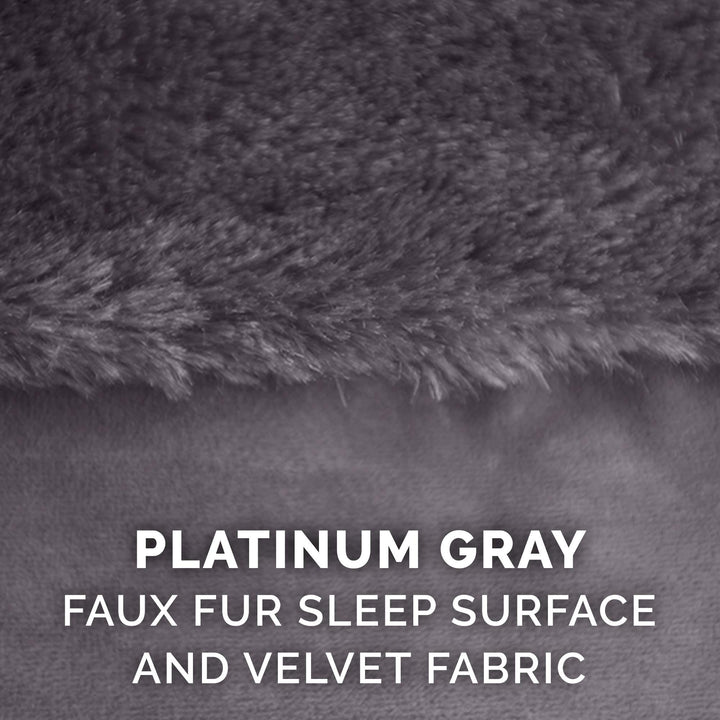 Furhaven Replacement Dog Bed Cover Plush & Velvet L Shaped Chaise, Machine Washable - Platinum Gray, Medium