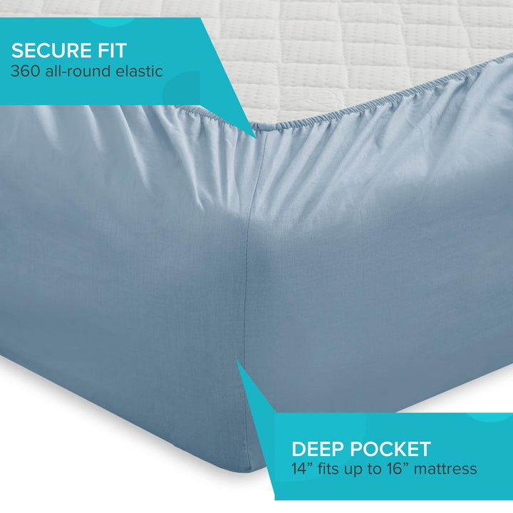 Comfort Spaces 100% Cotton Sheet Set Breathable, Lightweight, Soft with 14" Elastic Pocket Fits up to 16" Mattress, All Season Cozy Bedding, Matching Pillow Case, Queen Good Vibes 4 Piece