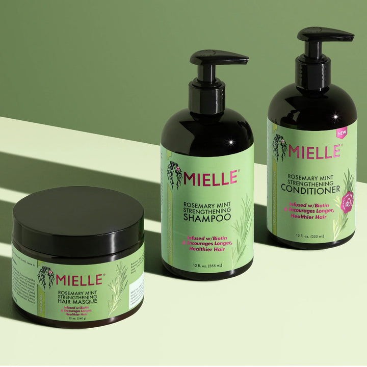 Mielle - Rosemary Mint - Biotin Infused - Encourages Growth Hair Products for Stronger and Healthier Hair - Shampoo & New Conditioner Styling Bundle Set 2 PCS