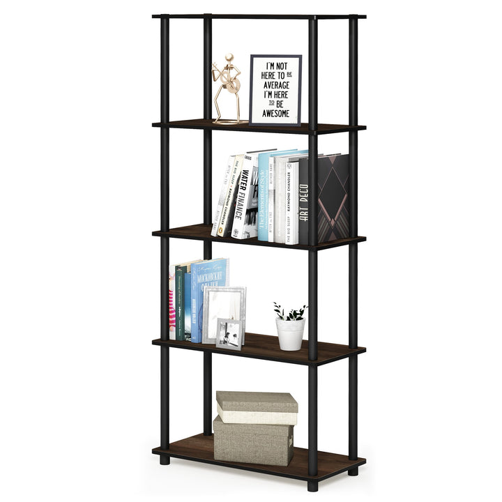 Furinno Turn-N-Tube 5-Tier Multipurpose Shelf / Display Rack / Storage Shelf / Bookshelf, Classic Tubes, Sonoma Oak/White 5-Tier Classic Tube