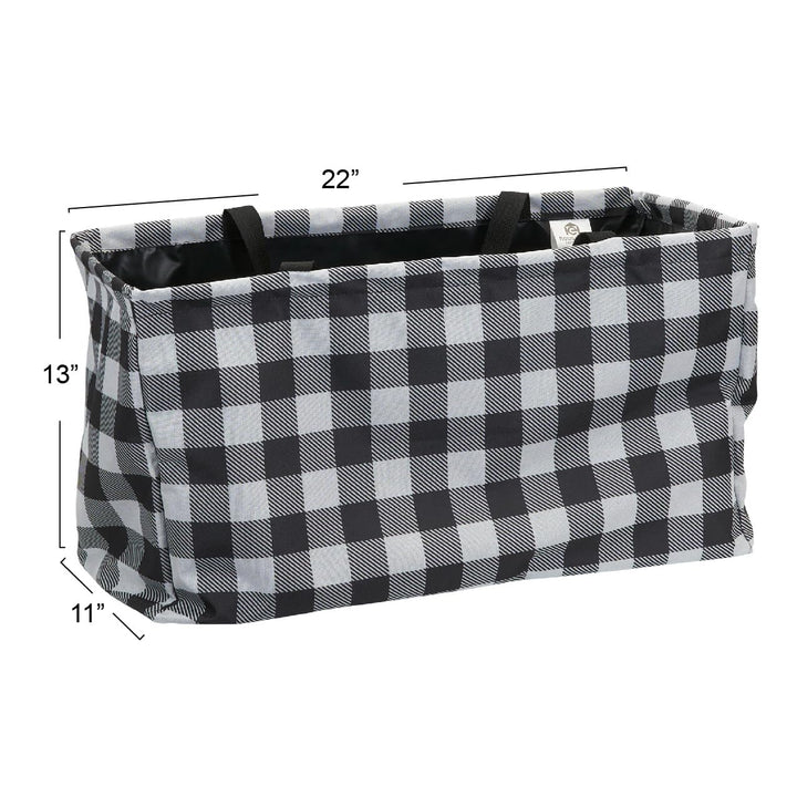 Household Essentials Krush Canvas Utility Tote | Reusable Grocery Bag | Black and White Plaid Buffalo Plaid Short Rectangular