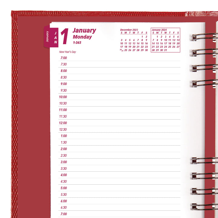 Brownline 2024 CoilPro Daily/Monthly Planner, Appointment Book, 12 Months, January to December, Twin-Wire Binding, 8" x 5", Bright Red (CB634C.RED-24)