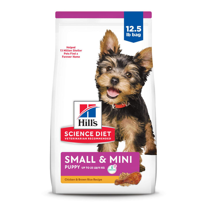 Hill's Science Diet Puppy, Puppy, Small & Mini Breeds Puppy Premium Nutrition, Dry Dog Food, Chicken & Barley, 12.5 lb Bag 12.5 Pound (Pack of 1)