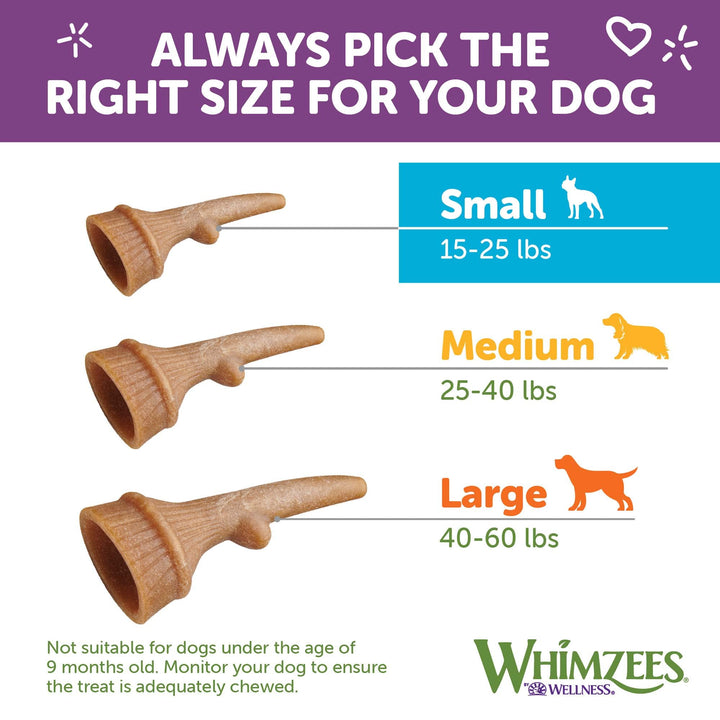 WHIMZEES by Wellness Occupy Antler Natural Dental Chews for Dogs, Long Lasting Treats, Grain-Free, Freshens Breath, Small Breed, 24 count 0.53 Ounce (Pack of 24)