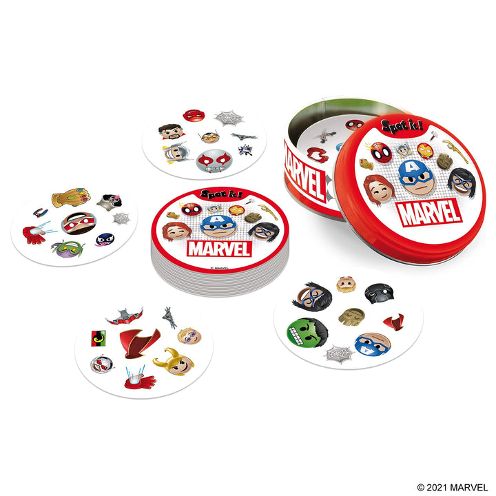 Zygomatic Spot It! Marvel Emojis - Marvel Super Heroes Family Card Game for Superhero Fun! Fast-Paced Matching Game for Kids and Adults, Ages 6+, 2-8 Players, 15 Minute Playtime, Made