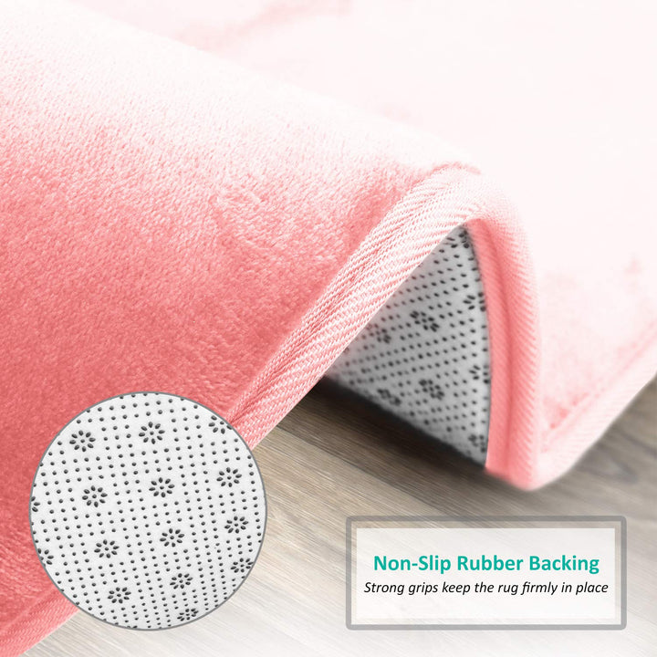 Clara Clark Bathroom Rugs, Velvet Memory Foam Bath Mat, Non-Slip, Machine Washable Bath Rugs - Dries Quickly, Ultra Soft Plush Bath Mats for Bathroom, 17 x 24, Coral Pink Solid