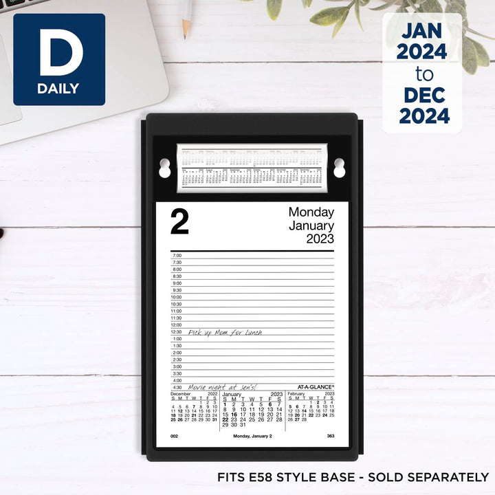 AT-A-GLANCE 2024 Daily Desk Pad Calendar Refill, 5" x 8", Large, Style (E4585024) 2024 Old Edition Pad Style