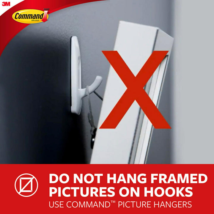 Command Medium Designer Hooks, Holdes up to 3 lb, 6 Wall Hooks with 12 Command Strips, White, Damage Free Hanging Hooks for Hanging Decorations in Living Spaces 6 Hooks