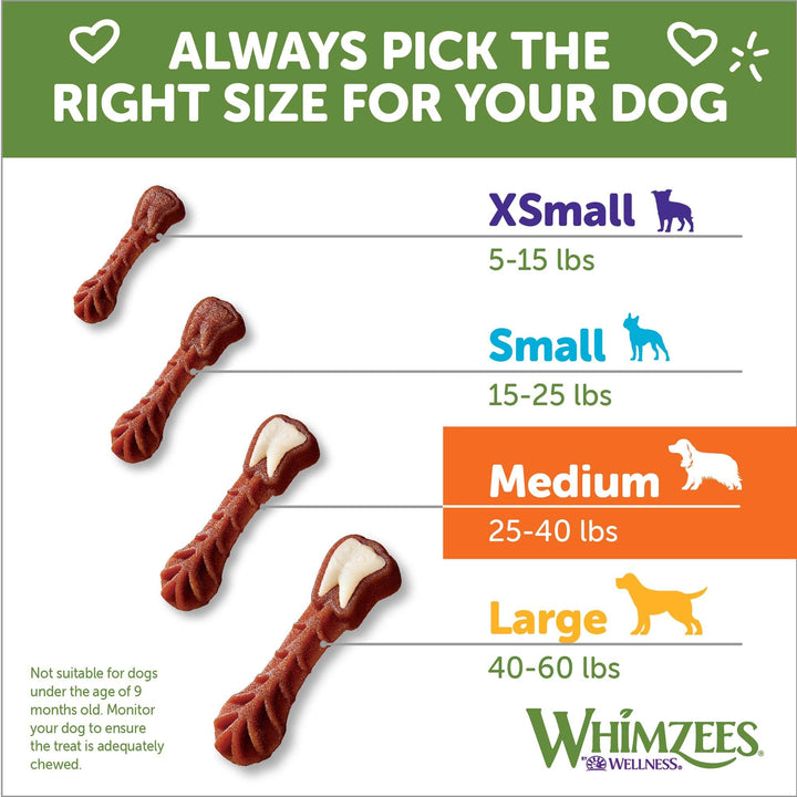 WHIMZEES by Wellness Brushing Dental Chews For Dogs, Grain-Free, Long Lasting Treats, Freshens Breath Medium Breed, 12 Count 12 Count (Pack of 1) Standard Pack