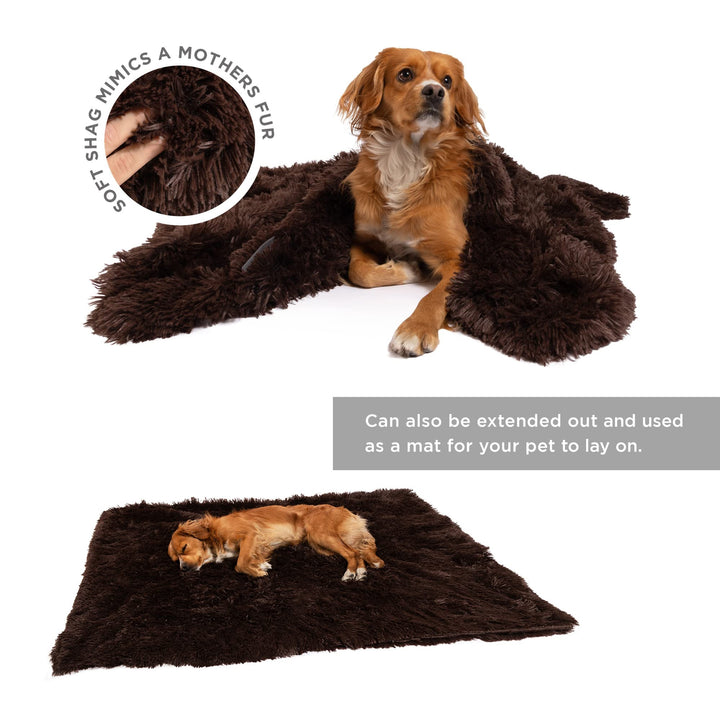 Best Friends by Sheri Calming Shag Fur Pet Throw Blanket, Dark Chocolate, 40"x50" Dark Brown 40" x 50"