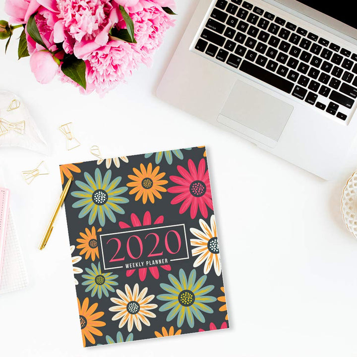 2020 Weekly Planner: January 1, 2020 to December 31, 2020: Weekly & Monthly View Planner, Organizer & Diary: Pink Yellow & Green Flowers 832-7