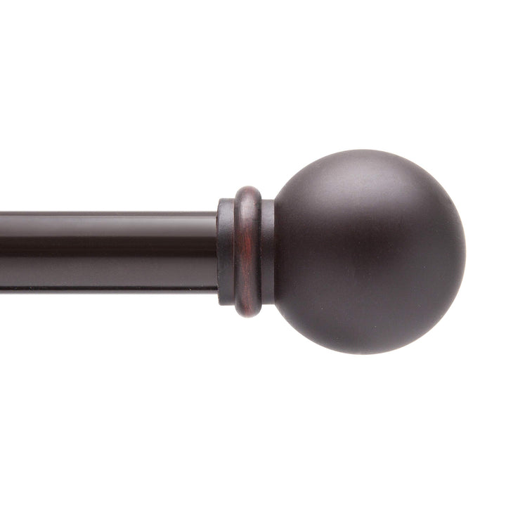 Kenney KN71706 Chelsea Ball End Standard Decorative Window Curtain Rod, 28-48" Adjustable Length, Weathered Brown Finish, 5/8" Diameter Steel Tube, 1-Pack 28-48"