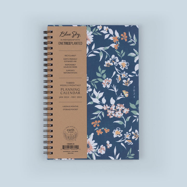 Blue Sky Sustainability 2024 Weekly and Monthly Planner, January - December, 5" x 8", Reinforced Paper Cover, Wirebound, Effie (138329-24) 5" x 8" New Version