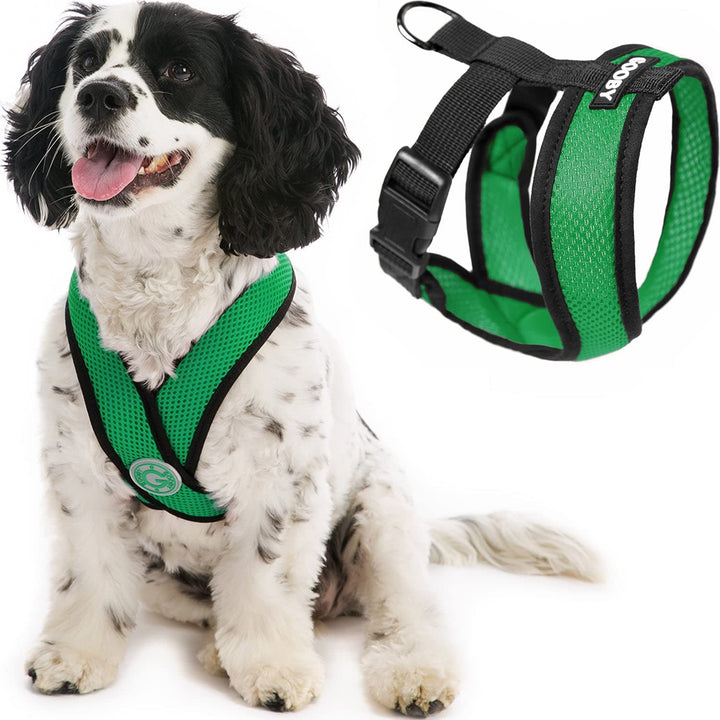 Gooby Comfort X Head in Harness - Hunter Green, Medium - No Pull Small Dog Harness Patented Choke-Free X Frame - On The Go Dog Harness for Medium Dogs No Pull or Small Dogs for Indoor and Outdoor Use Medium Chest (14.25-18.75")