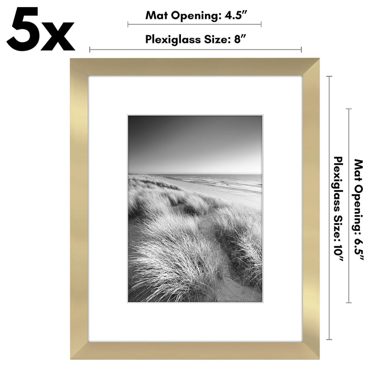 Americanflat 12x16 Picture Frame with Polished Plexiglass - Set of 5 - Use as 8.5x11 Frame with Mat or 12x16 Frame Without Mat - Galleria Collection - Gallery Wall Frame Set for Wall Display - White