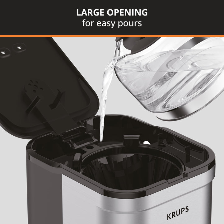 Krups Coffee Maker 10 Cups Digital Simply Brew Stainless Steel Drip Coffee Maker 900 Watts Digital Control, Coffee Filter, Drip Free, Dishwasher Safe Pot Silver and Black 10-Cup Glass & Digital