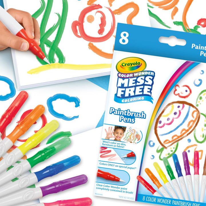 Crayola Color Wonder Paintbrush Pens, Mess Free Paint Set for Kids, 8ct Refill, 3+ Paint Brush Pens