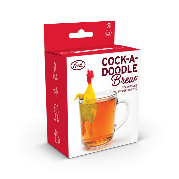 Genuine Fred, COCK-A-DOODLE BREW, Chicken Reusable Silicone Tea Infuser, Yellow, Fun Gift for Tea Lovers, Clever Kitchen Gadget Cockadoodle