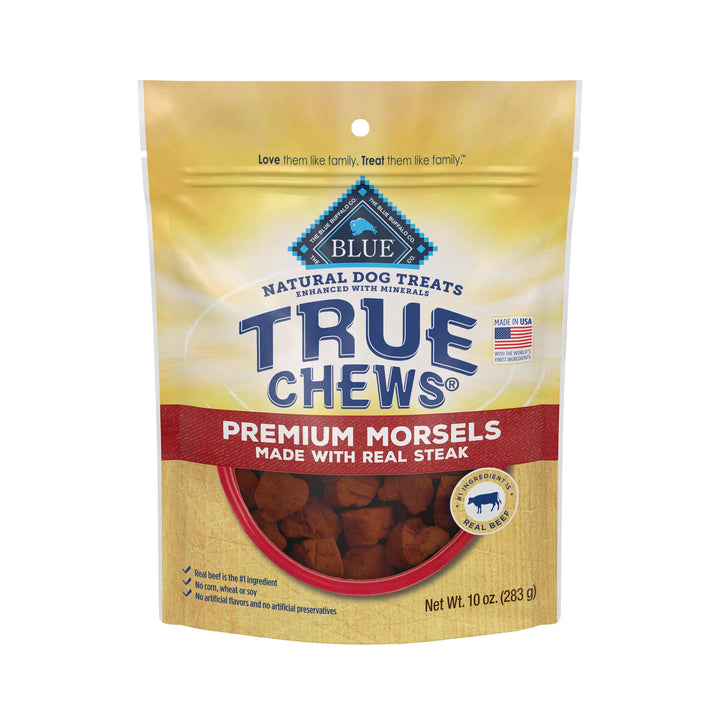 Blue Buffalo True Chews Premium Morsels Natural Dog Treats, Steak 10 oz Bag