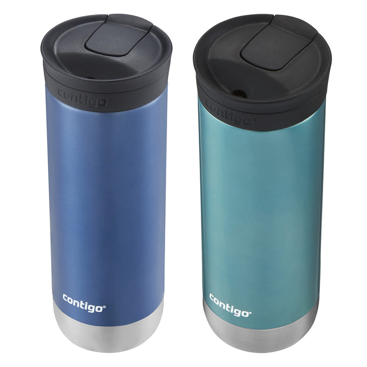 Contigo Huron Vacuum-Insulated Stainless Steel Travel Mug with Leak-Proof Lid, Keeps Drinks Hot or Cold for Hours, Fits Most Cup Holders and Brewers, 20oz 2-Pack, Blue Corn & Bubble Tea 20oz 2 Pack