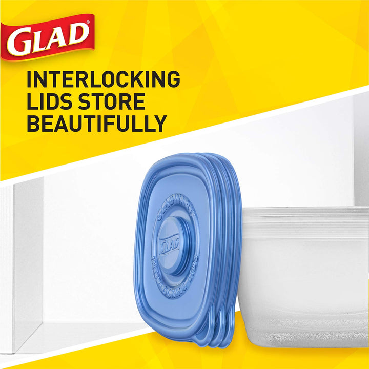 Glad GladWare Entrée Food Storage Containers Lock Tight Seal | BPA Free | Medium Square Plastic Containers Hold Up to 25 Ounces of Food, 5 Count - 2 Pack 25 oz - 10 Count