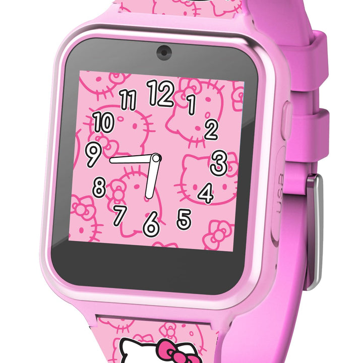 Accutime Hello Kitty Pink Educational Learning Touchscreen Kids Smart Watch - Toy for Girls, Boys, Toddlers - Selfie Cam, Learning Games, Alarm, Calculator (Model: HK4185)