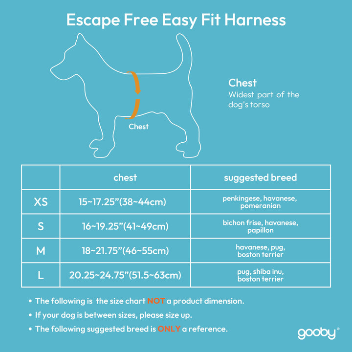 Gooby - Escape Free Easy Fit Harness, Small Dog Step-In Harness for Dogs that Like to Escape Their Harness, Turquoise, Medium