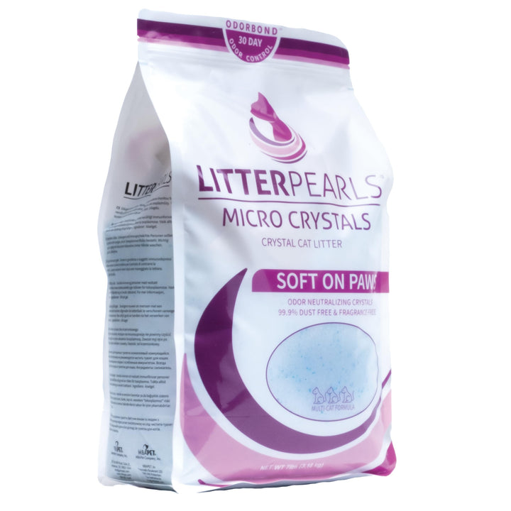 Litter Pearls Crystal Cat Litter with Odorbond- Superior Odor Control, Soft-On-Paws, Low Dust, 7lb, Micro Fresh, White, Clear and Blue Crystals Fresh Scent 7 Pounds