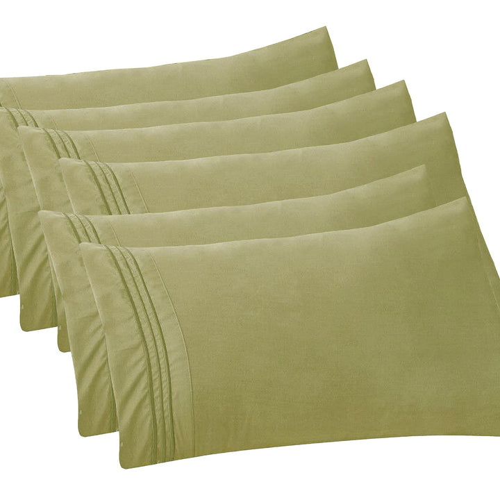 Elegant Comfort 6-PACK Solid Pillowcases 1500 Thread Count Egyptian Quality - Easy Care, Smooth Weave, Wrinkle and Stain Resistant, Easy Slip-On, 6-Piece Set, Standard/Queen Pillowcase, Green