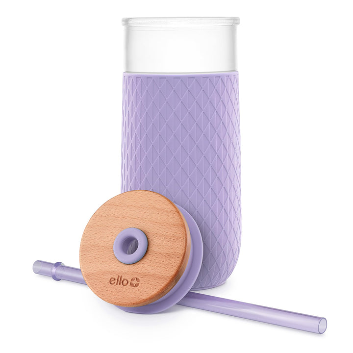 Ello Devon Glass Tumbler with Silicone Sleeve Lilac