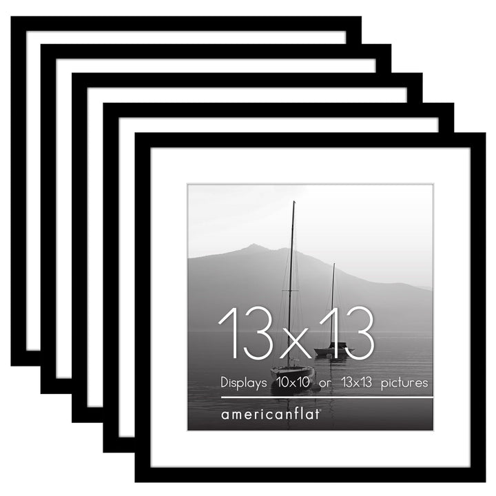 Americanflat 12x16 Picture Frame with Polished Plexiglass - Set of 5 - Use as 8.5x11 Frame with Mat or 12x16 Frame Without Mat - Galleria Collection - Gallery Wall Frame Set for Wall Display - White