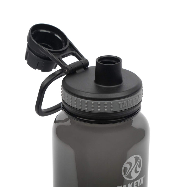 Takeya 40 oz Tritan Plastic Sport Water Bottle with Spout Lid, Premium Quality, BPA Free Food Grade Materials, Black